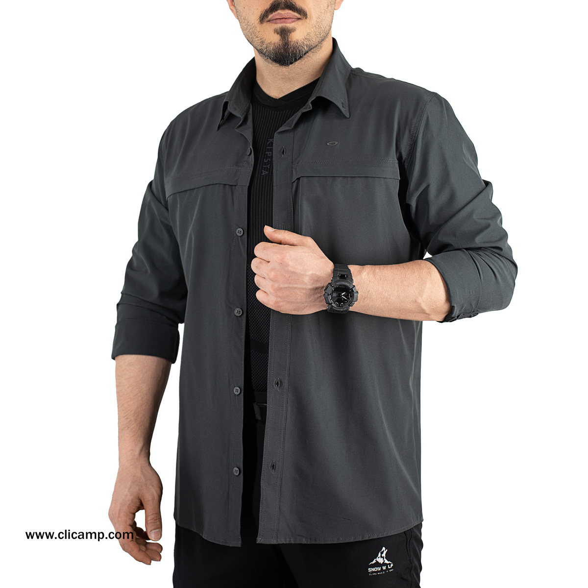 پیراهن تاکتیکال طرح OAKLEY - مدل 1121 ذغالی (3) پیراهن تاکتیکال طرح OAKLEY - مدل 1121 ذغالی